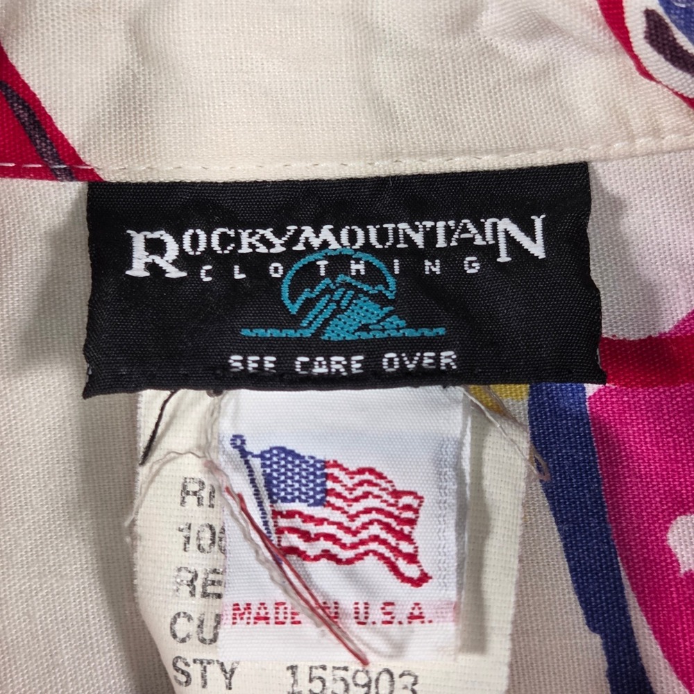 Vintage 90s Rocky Mountain Western Shirt Womens Small USA Made Turtle Print AOP - Picture 5 of 12